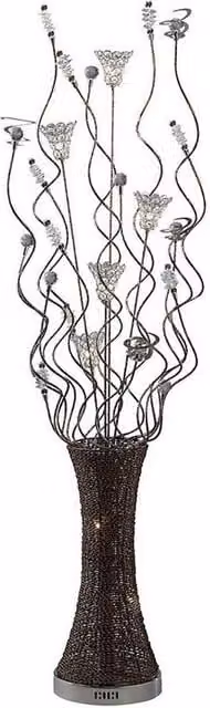 Netlighting (DH) Kristal 7-Light Floor Lamp in Chrome and Brown with Crystal Spheres and G4 Bulbs – 1
