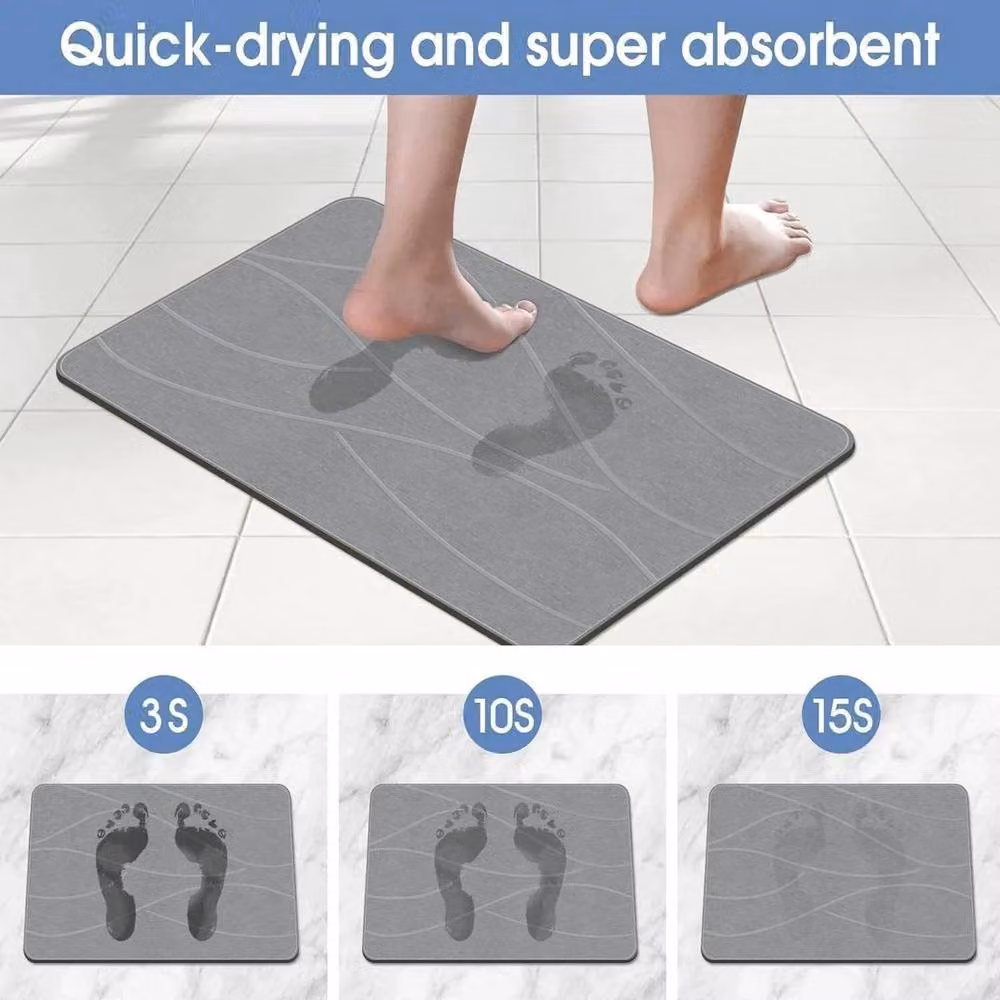 Kelvenix Diatomite Stone Bath Mat, Fast Drying, Grey, W/D/H: 60.0 x 39.0 cm – 4