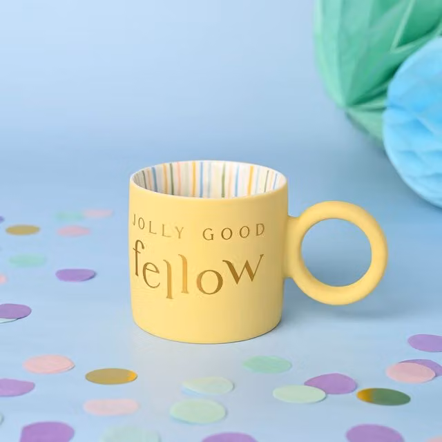 Confetti Jolly Good Fellow Mug in Yellow
