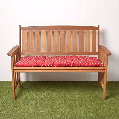 HOMESCAPES Red Polka Dot 2 Seater Garden Bench Cushion, W: 108 cm, D: 42 cm – 3