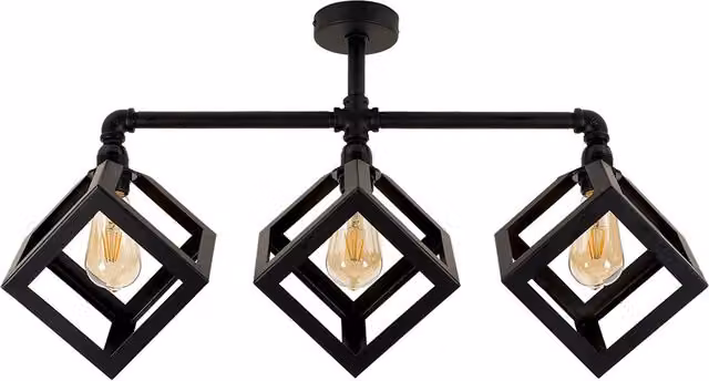 Luiggi Industrial 3 Way Black Metal Ceiling Bar Light