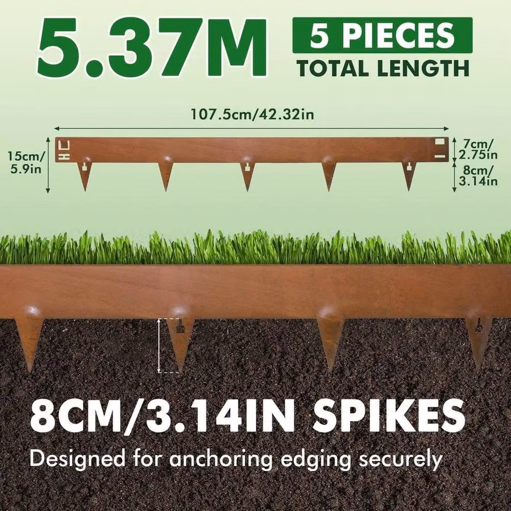 EONLION Flexible Steel Lawn Edging Set in Brown – 2