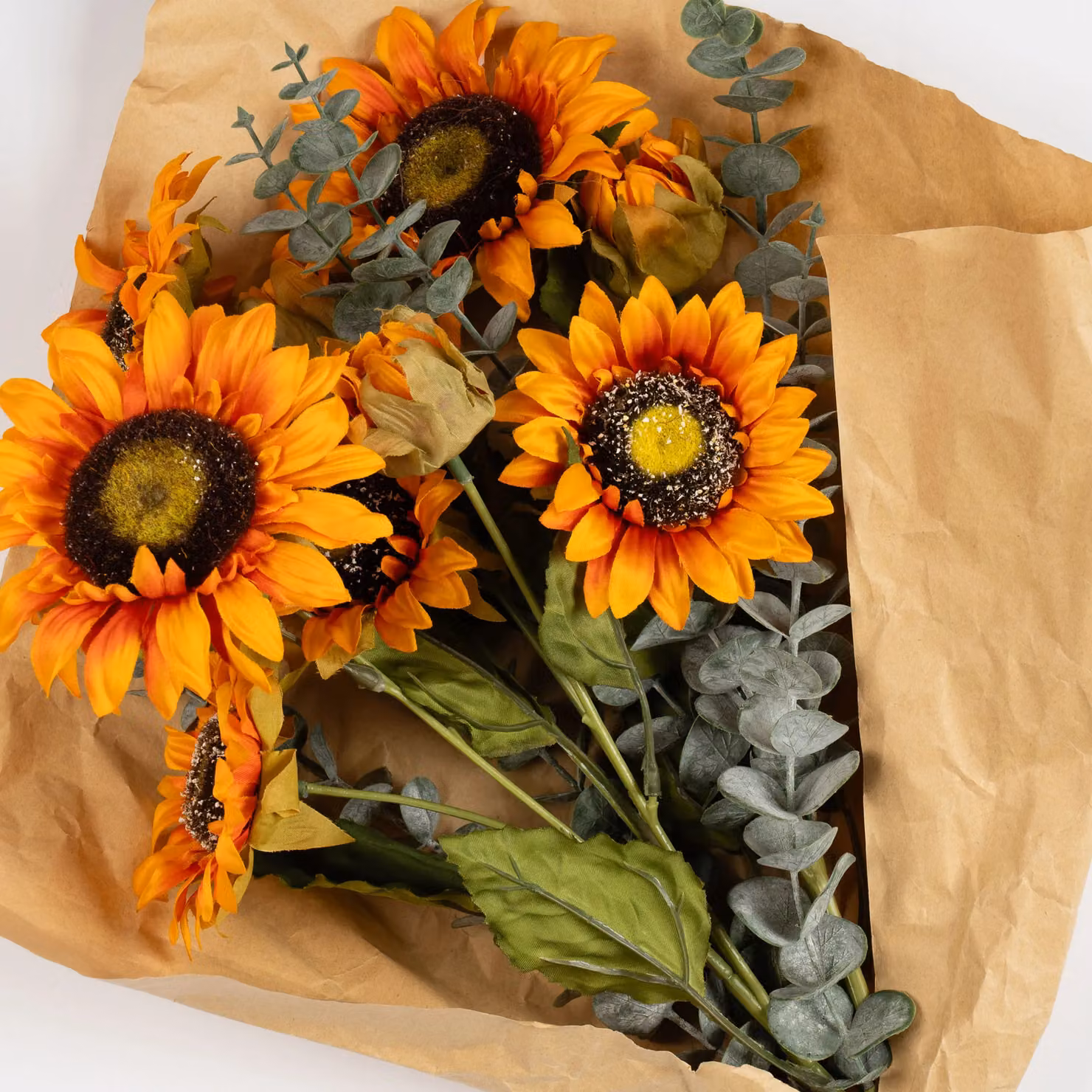 Scottish Everlastings Ltd Yellow and Orange Sunflower Bouquet, Height: 70 cm – 2