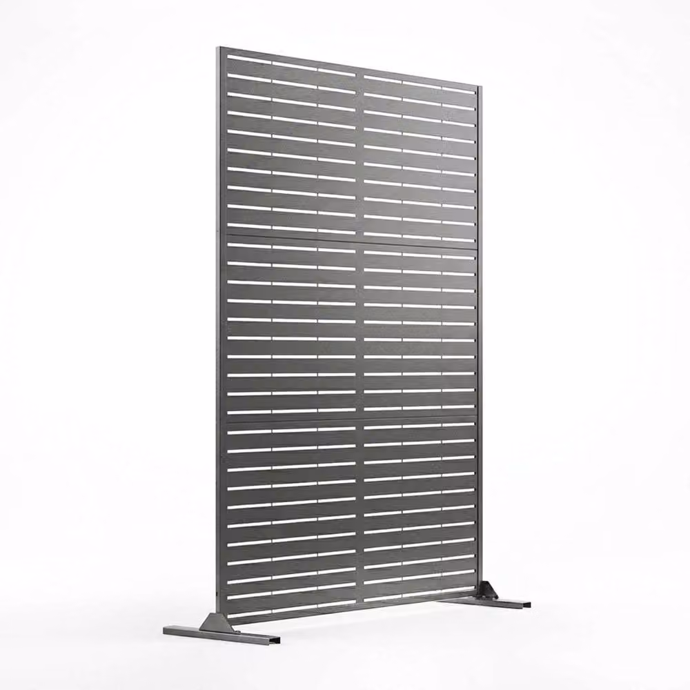 Nicoman Metal Outdoor Privacy Screen with Stand, Grey, H: 180 cm x W: 90 cm x D: 1 cm – 2