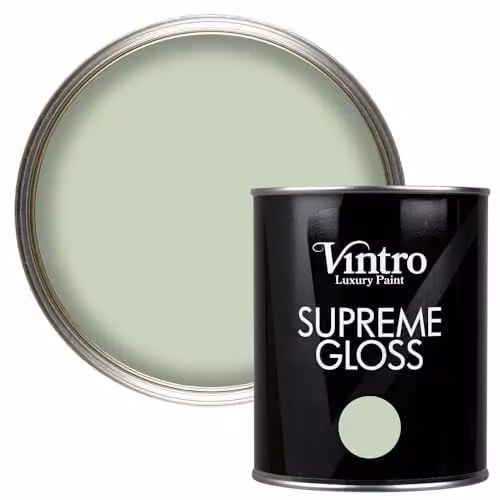 Vintro High Gloss Water Based Paint for Interior and Exterior Use on Walls, Wood and Trim, Pale Green Verdant, 1 l