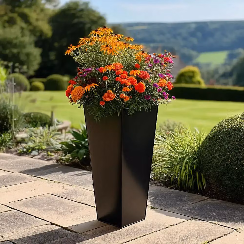 Access Garden Products Galvanised Steel Tapered Square Planter, Black, W/D/H: 40 x 40 x 90 cm – 6