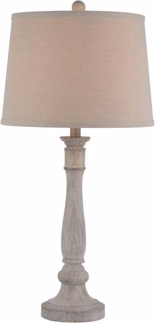 Lemon Pavilion Furniture and Decor Stella Table Lamp with Linen Shade in White, W/D/H: 36 x 36 x 74 cm