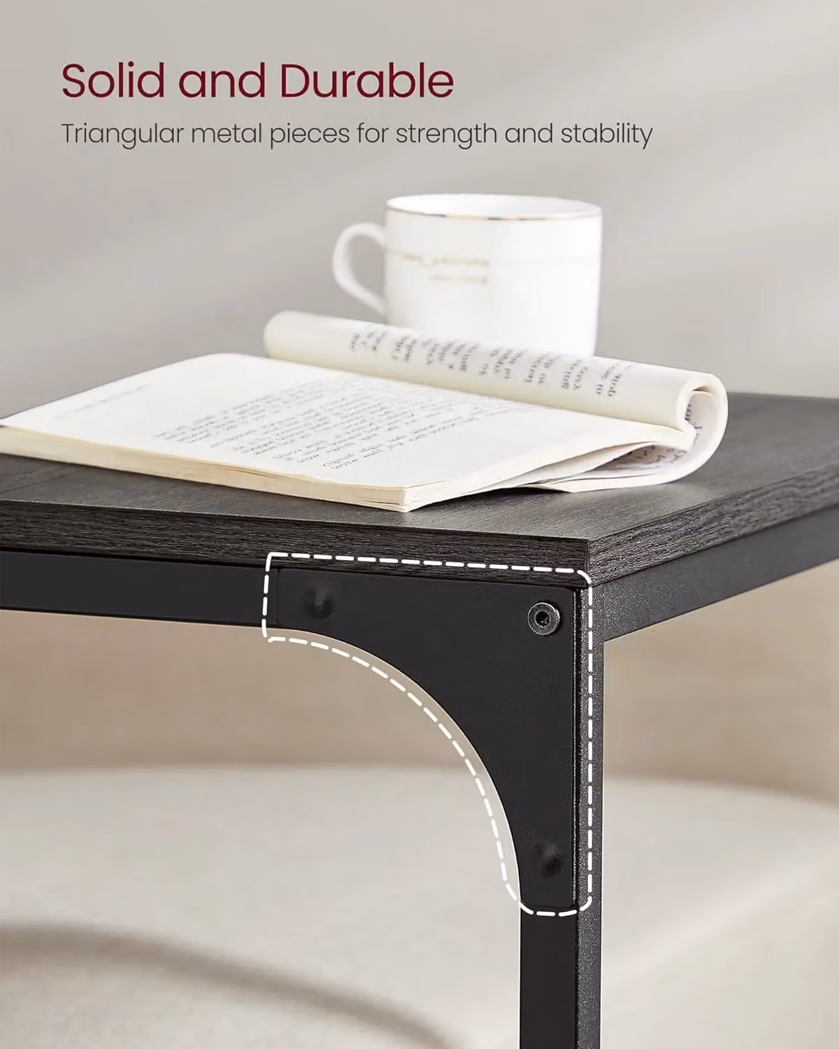 VASAGLE Industrial C-Shaped Side Table with Metal Frame in Grey – 3