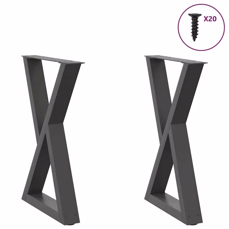 Berkfield Home Modern Dining Table Legs, 2 Pieces, Anthracite Grey Powder-Coated Steel, W: 50 cm, H: 72-73.3 cm
