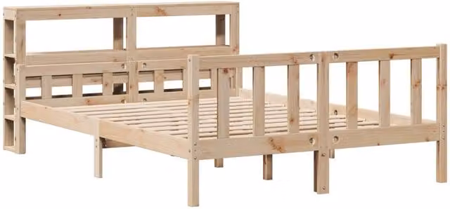 Berkfield Home Beautiful Bed Frame in Solid Pine Wood, Beige, W/D/H: 160 x 200 cm – 1