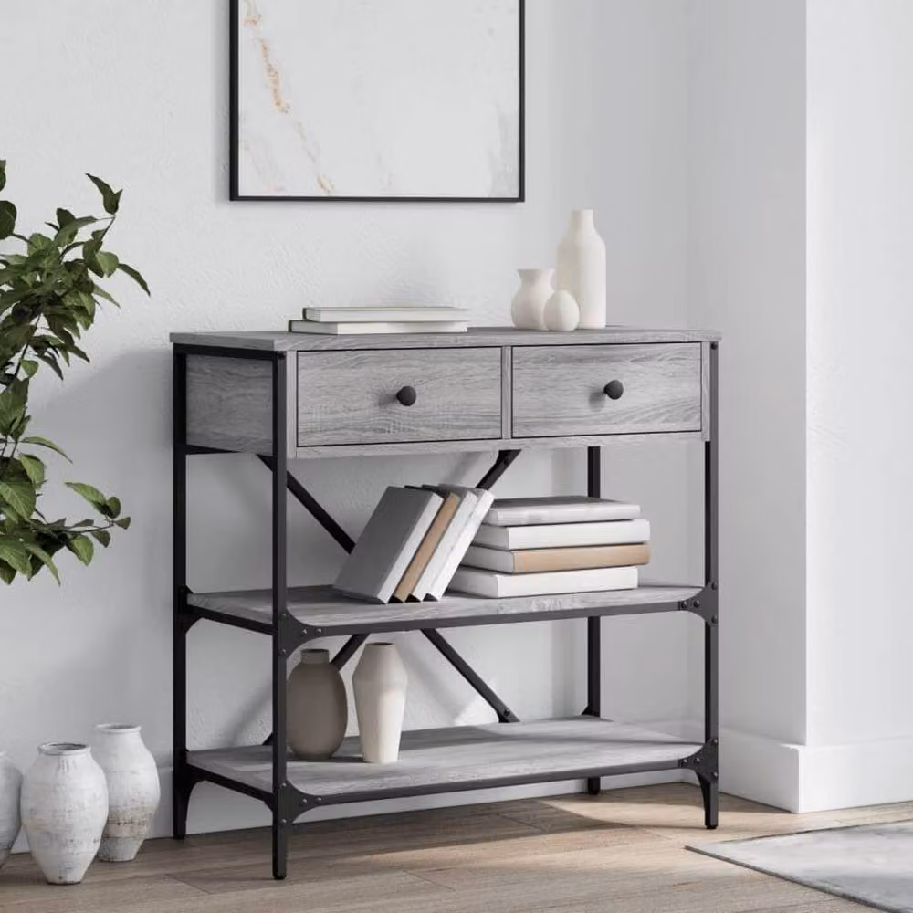 Berkfield Home Decorative Console Table in Grey Sonoma, W/D/H: 75 x 34.5 x 75 cm – 2