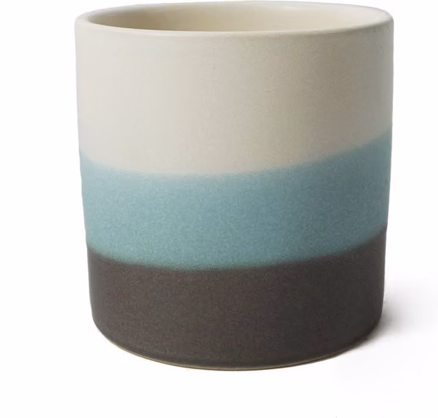 Blue and Multicolour Striped Ceramic Leaf Tabletop Planter