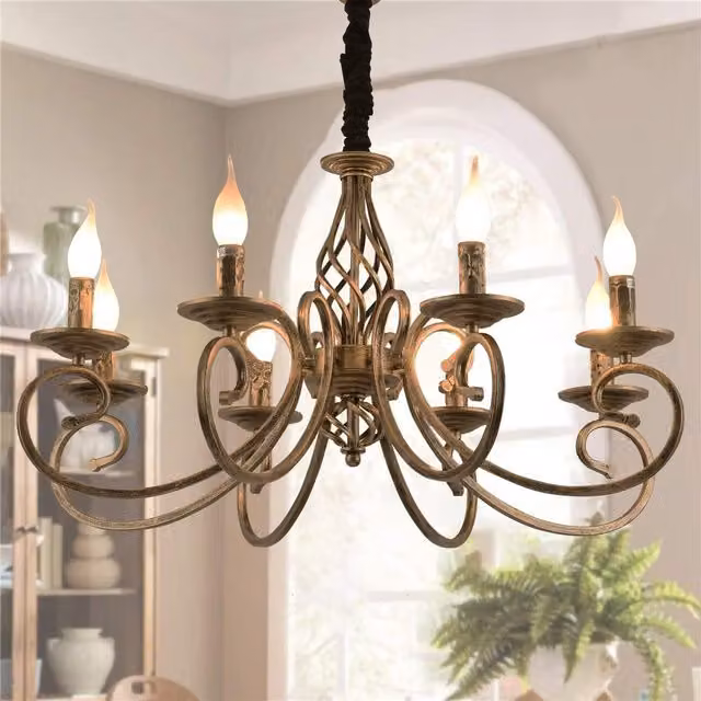 Garwarm Vintage Bronze 8-Light French Country Chandelier Pendant Light