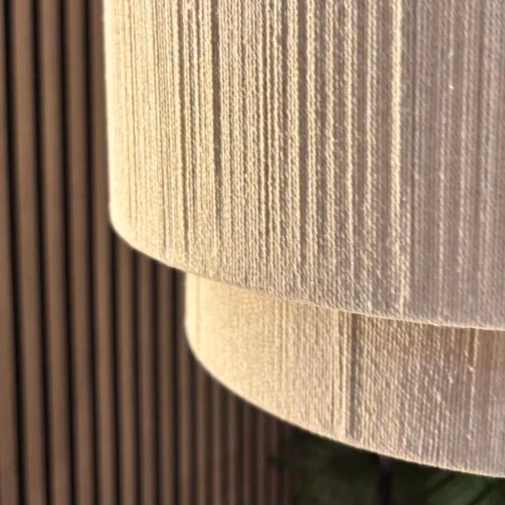 CGC Lighting Savina Two Tier Layered Drum Lampshade in Beige Fine Cotton Fabric – 2
