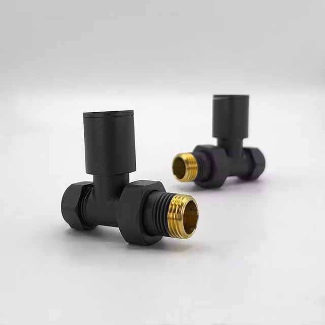 Lux Heat Round Manual Valve Set in Anthracite Grey
