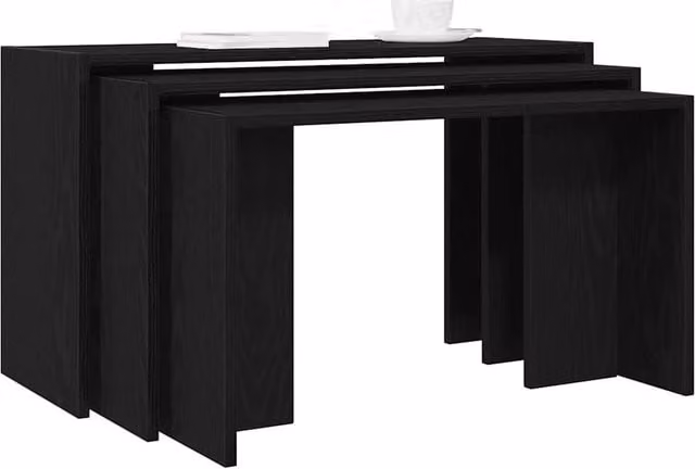 Berkfield Home Nesting Tables, 3 Piece Set in Black Engineered Wood