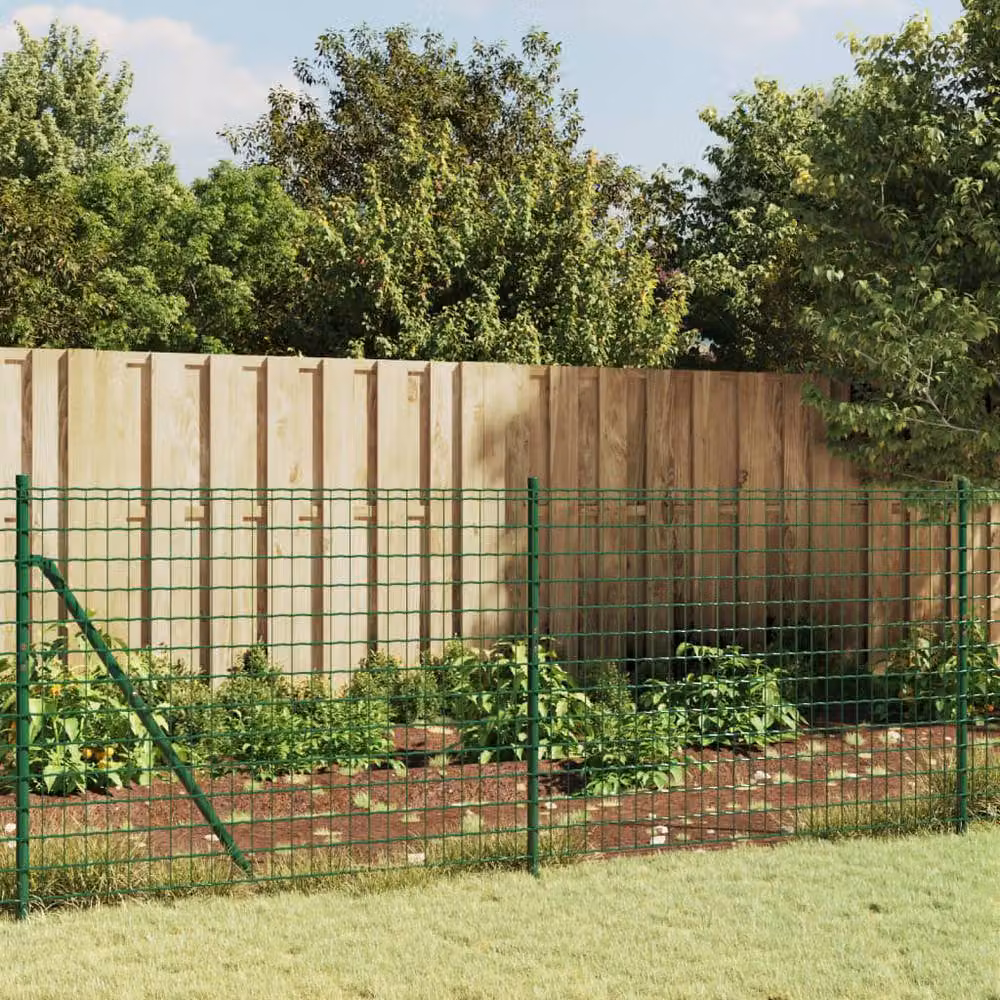 Berkfield Home Durable Green PVC Coated Galvanised Steel Wire Mesh Fence with Flange, W: 0.8 m, L: 25 m – 1