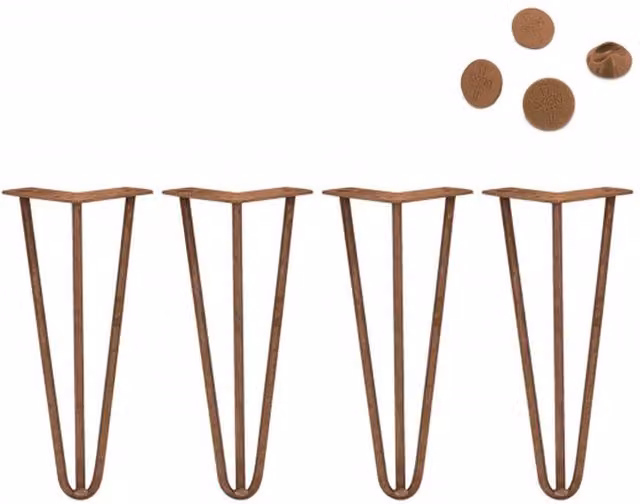 SkiSki 4x 12 inch 3 Prong Hairpin Legs, 10mm, Bronze