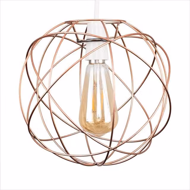 ValueLights Retro Style Copper Metal Sphere Basket Cage Ceiling Pendant Light Shade in Copper and Brown