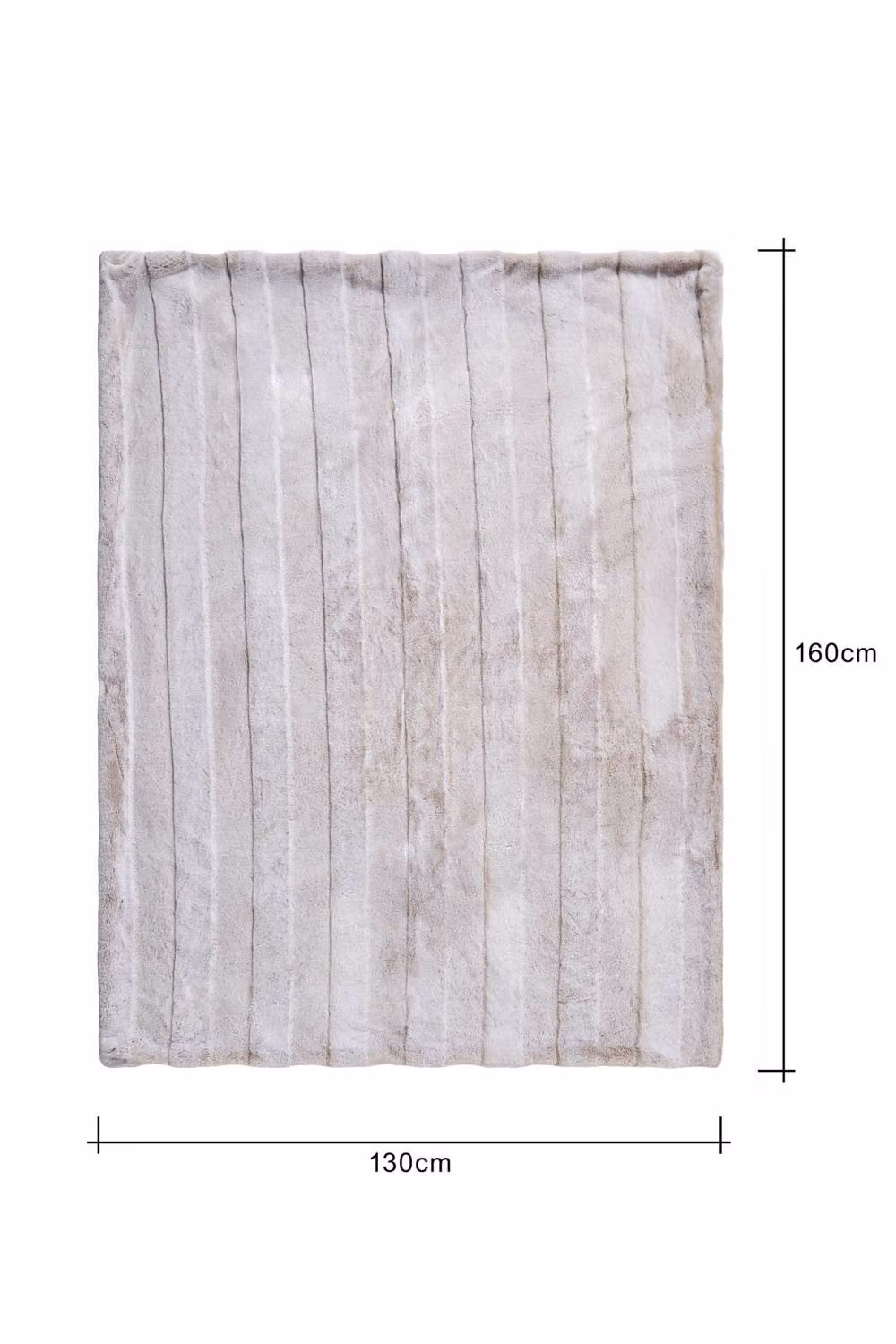 BHS Striped Faux Fur Polyester Throw in Grey and Sand, W/D/H: 160 x 130 x 1 cm – 3