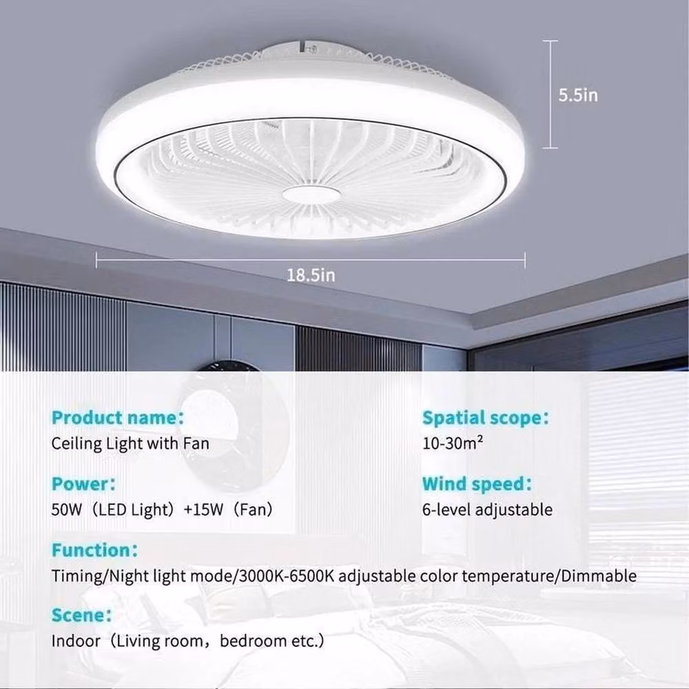 Kelvenix 6 Speed Large LED Ceiling Fan with Dimmable Lighting in White – 2