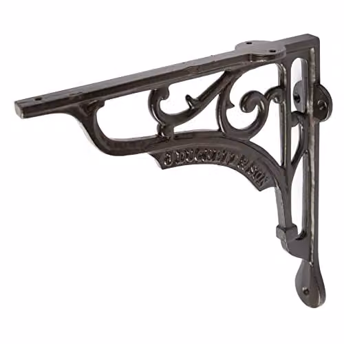 Hammer and Tongs Ornate Iron Shelf Bracket in Matt Black – 1