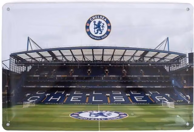 Chelsea FC Stadium Metal Hanging Signs, Pack of 2, Blue, W: 30 cm, H: 20 cm, D: 2 cm – 1