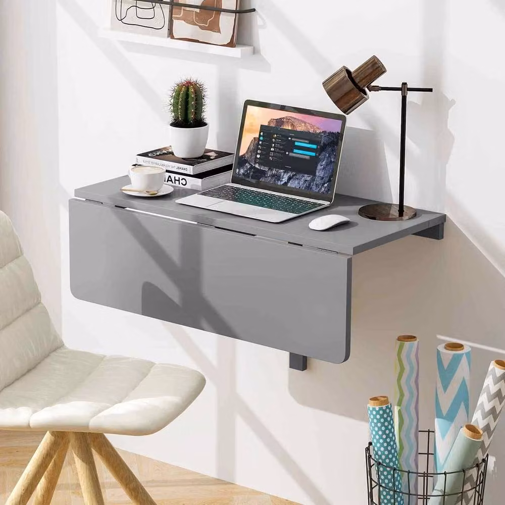 KORVIXA Grey Drop-Leaf Floating Writing Desk – 3