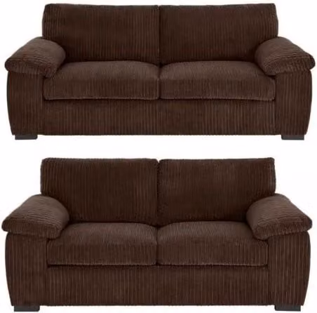 LUXURY LIFE Amalfi Collingdale Jumbo Cord Fabric Sofa Set in Chocolate Brown – 1