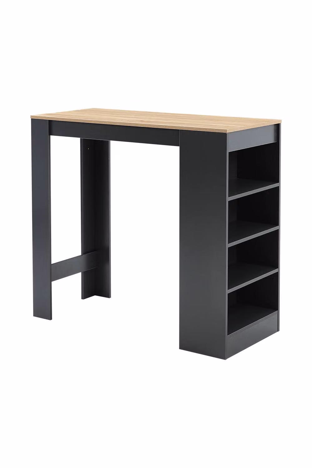Living and Home Contrast Colour Wooden Bar Table with Open Shelves in Black – 2