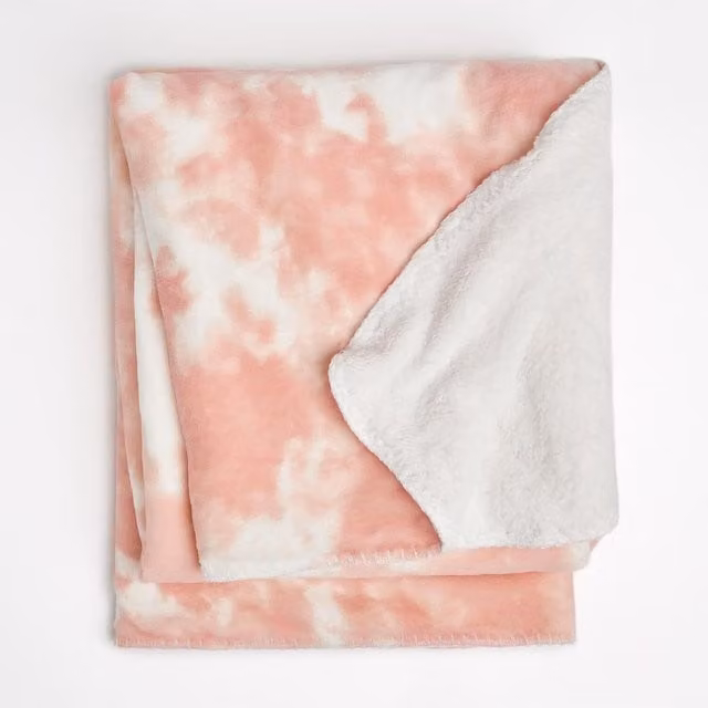 Dreamscene Tie Dye Soft Fleece Throw Blanket Bedspread in Pink