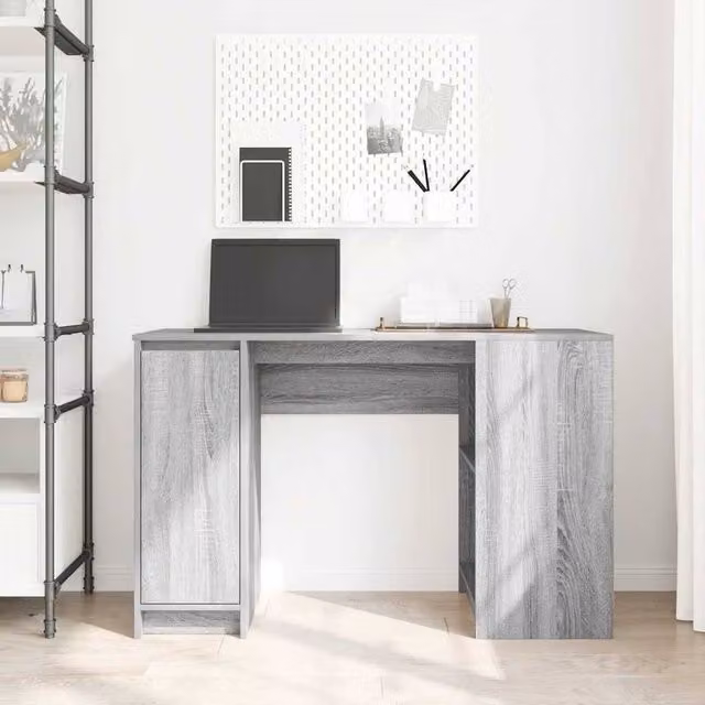 Berkfield Home Grey Sonoma Modern Writing Desk in Engineered Wood, W/D/H: 120 x 42 x 76 cm – 1