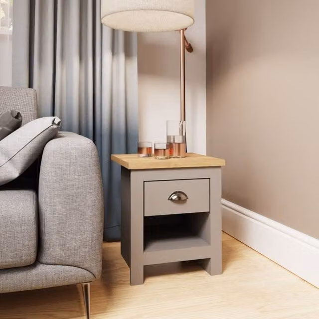 Timber Art Design Lisbon 1 Drawer Bedside Cabinet in Light Grey