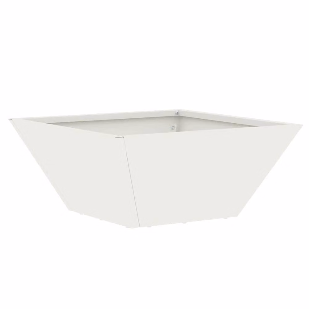 Berkfield Home White Garden Bowl Planter Steel, W/D/H: 35 x 35 x 15 cm – 3
