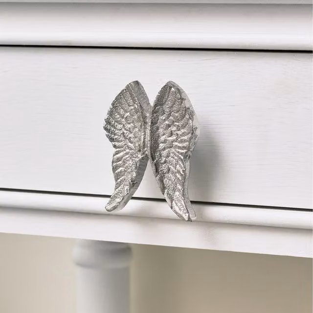 Melody Maison Silver Metallic Angel Wings Drawer Knob