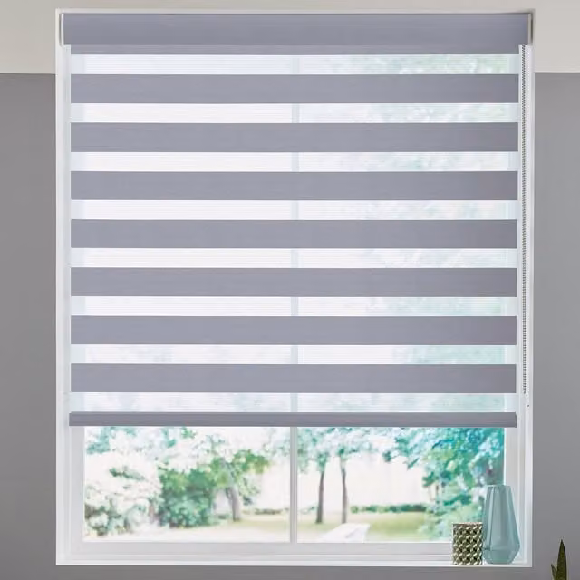 Terrys Made to Measure Day and Night Blind in Blue and Grey Textile