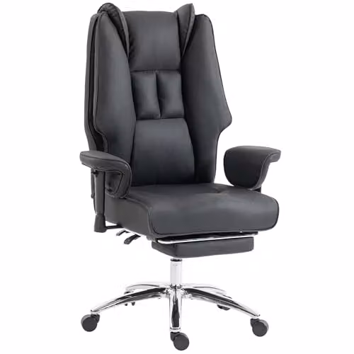 HOMCOM Executive Office Chair in Black with Ergonomic Design, Footrest and Headrest
