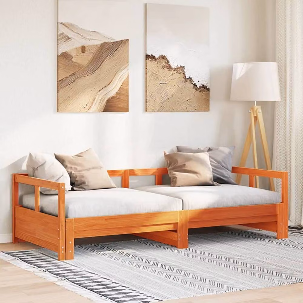 Berkfield Home Durable Solid Wood Pine Daybed in Wax Brown, W/D/H: 80 x 200 cm – 2