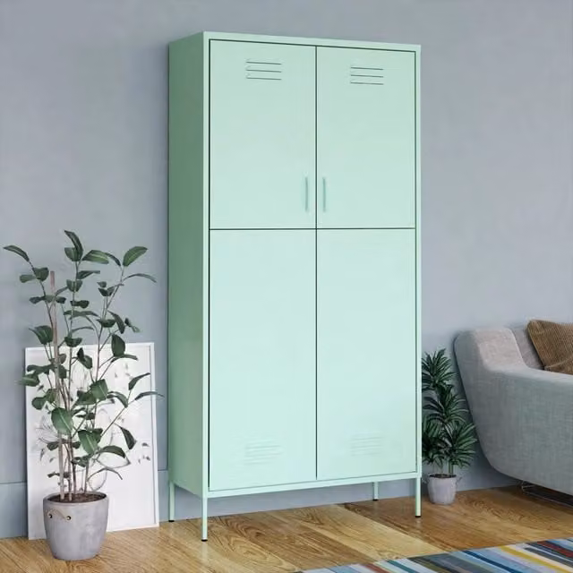 Berkfield Home Metal Wardrobe in Green, W/D/H: 90 x 50 x 180 cm