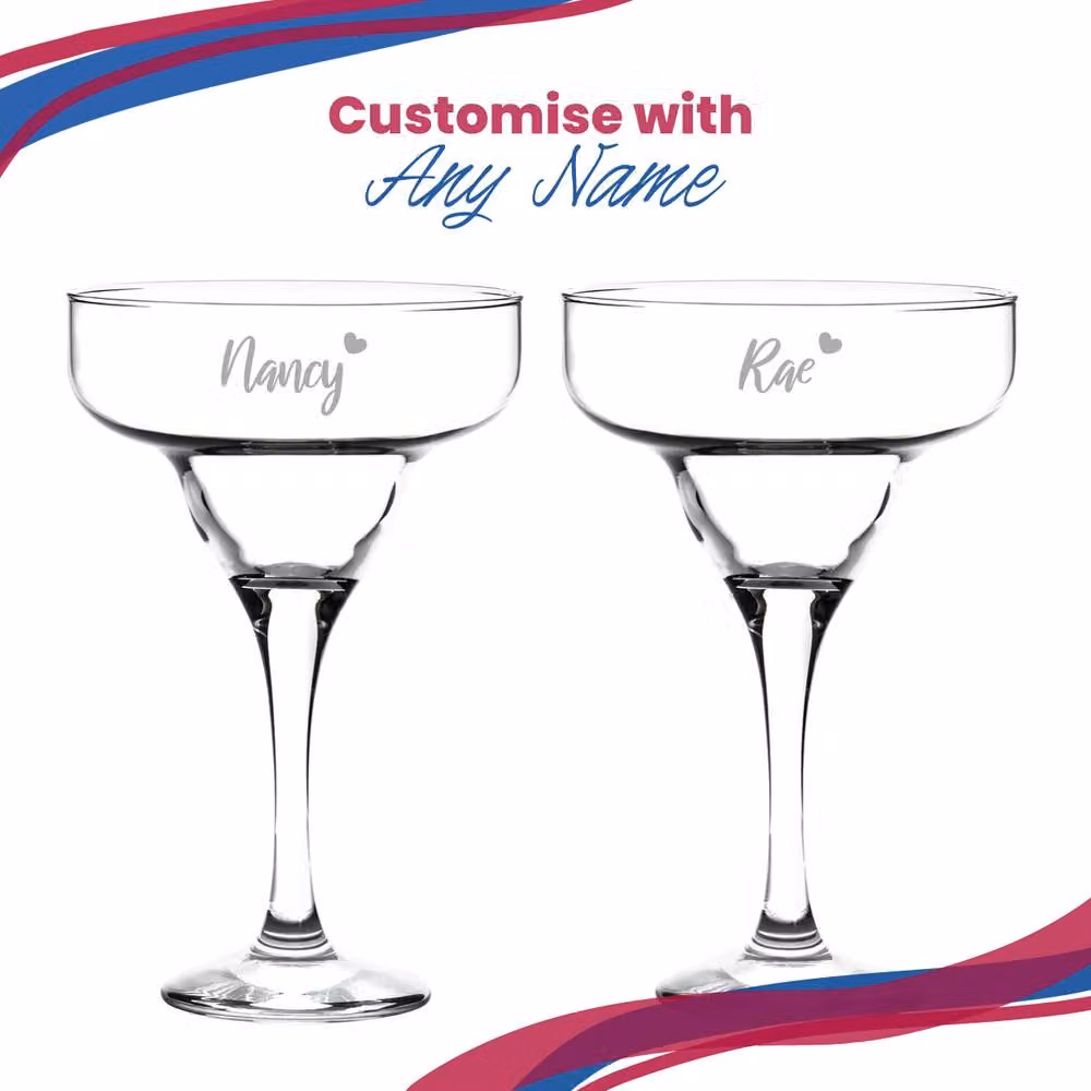 Uniqueful Personalised Margarita Cocktail Glass with Heart Name, 295ml, Clear – 4