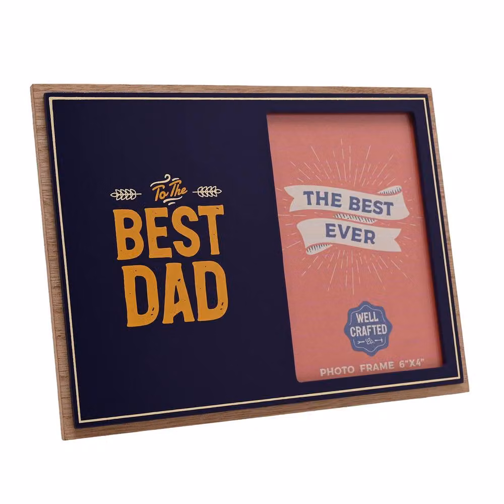 Well Crafted Best Dad Single Rectangular Wood Photo Frame in Blue, 10 x 15 cm – 2