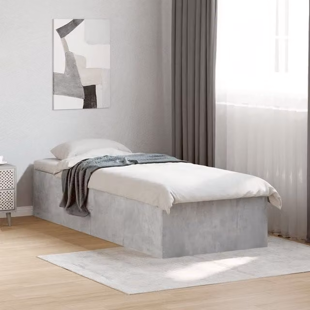Berkfield Home Small Single Bed Frame in Concrete Grey, W: 75 cm, L: 190 cm
