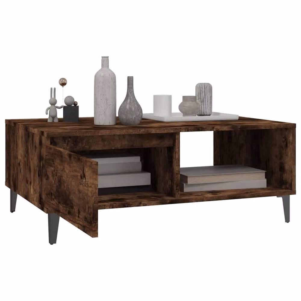 Berkfield Home Smoked Oak Coffee Table in Brown, W/D/H: 90 x 60 x 35 cm – 2