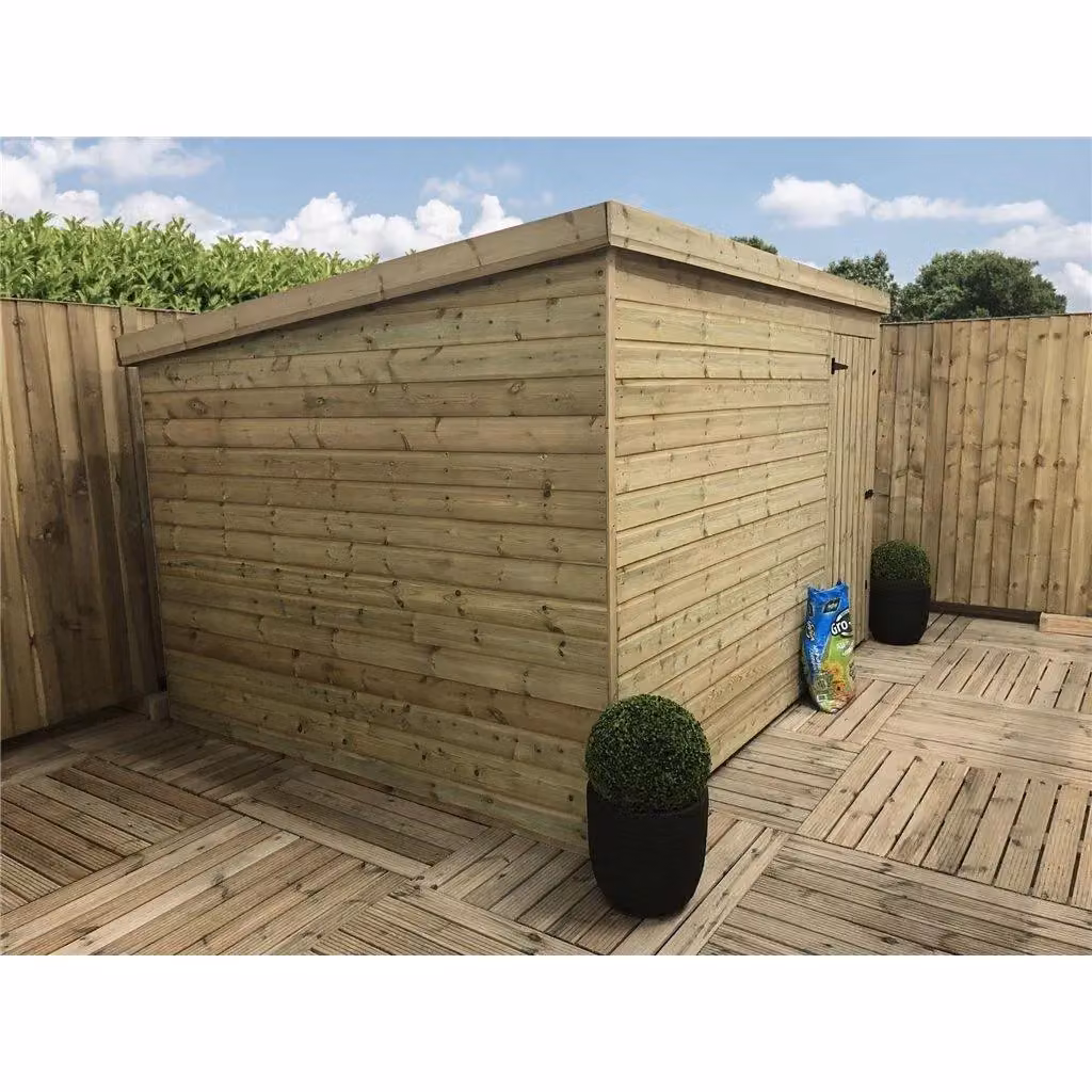 Marlborough Pressure Treated Pent Garden Shed with Single Door in Sand – 3