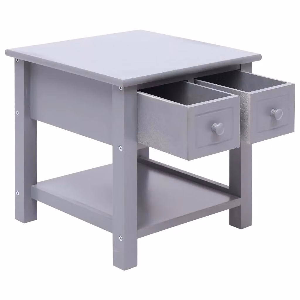 Berkfield Home Grey Paulownia Wood Side Table, W/D/H: 40 x 40 x 40 cm – 2