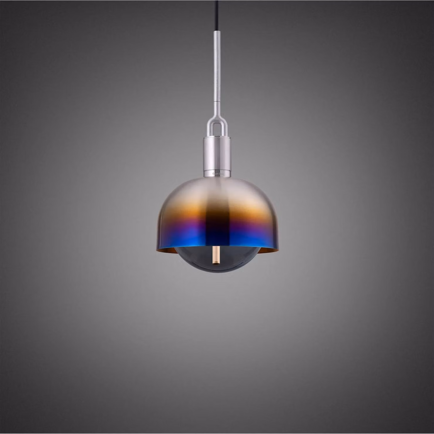 Buster + Punch Forked Pendant Light with Smoked Glass Sphere in Black and Silver