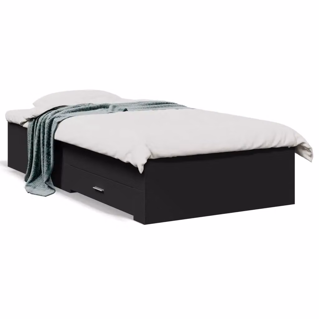 Berkfield Home Small Single Bed Frame with Drawers, Black, W: 75 cm, L: 190 cm – 2