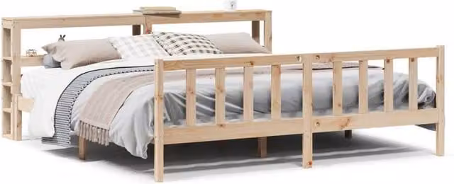Berkfield Home Super King Solid Wood Pine Bed Frame in Light Brown, W/D/H: 180 x 200 cm – 1
