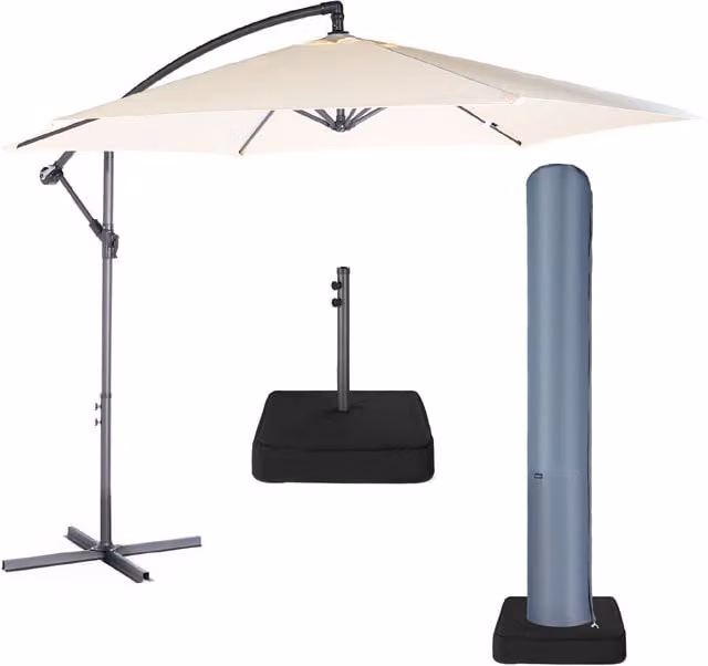 VonHaus 3m Cantilever Parasol in Grey or White