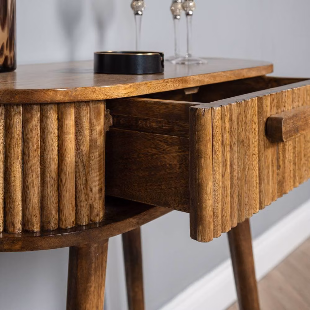 Elm Home And Garden Mid Century Solid Mango Wood Hall Console Telephone Table in Brown, W/D/H: 80 x 40 x 80 cm – 4